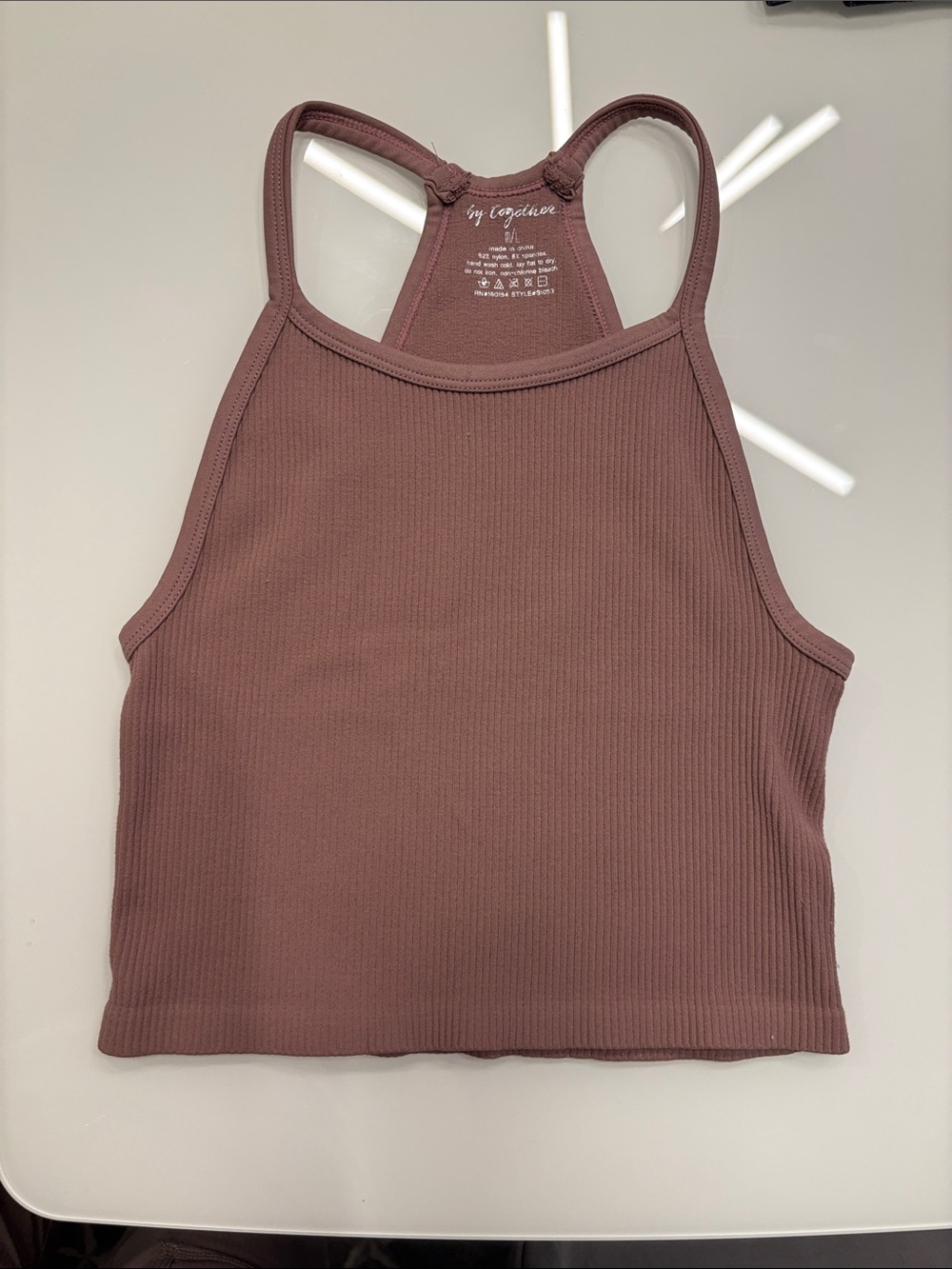 By Together Dusty Mauve Ribbed Racerback Tank